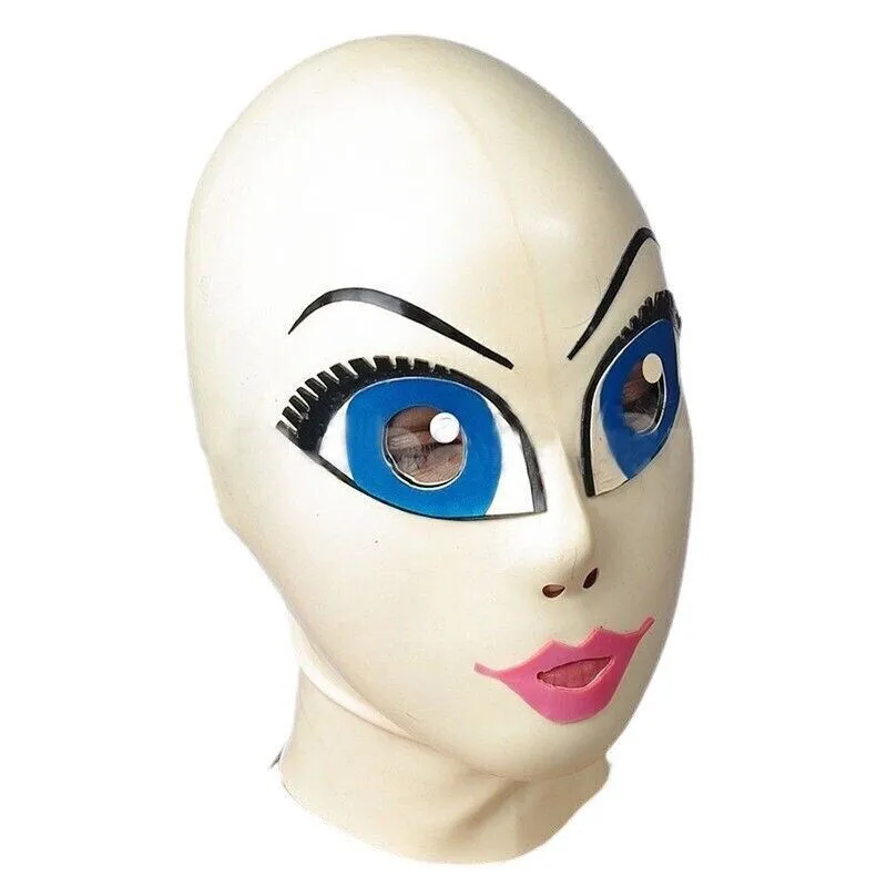 

Latex Hood Drama Maid Rubber Mask Big Eyes Headgear