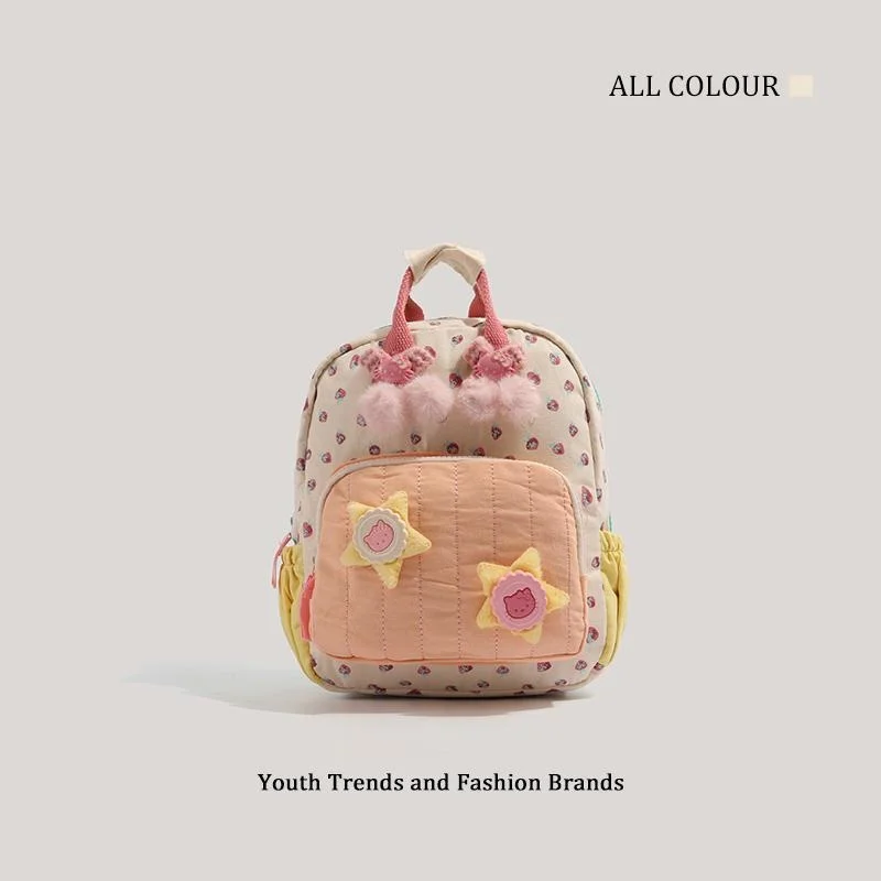 Mini Backpack Kawaii Strawberry Colorblock Portable Y2K Japanese Style Millennial School Bag For Girls Teens Adjustable Straps