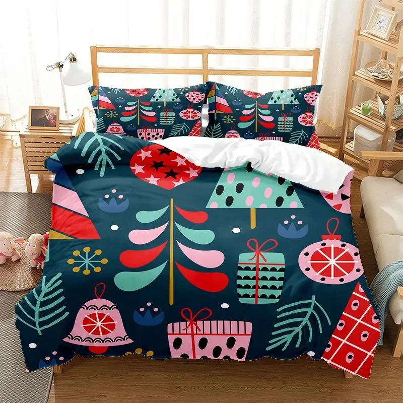 

Christmas Elk Duvet Cover Set King Queen Full Twin Size Soft Christmas Trees Snowflake Decor Holiday Bedding Set Comforter Cover