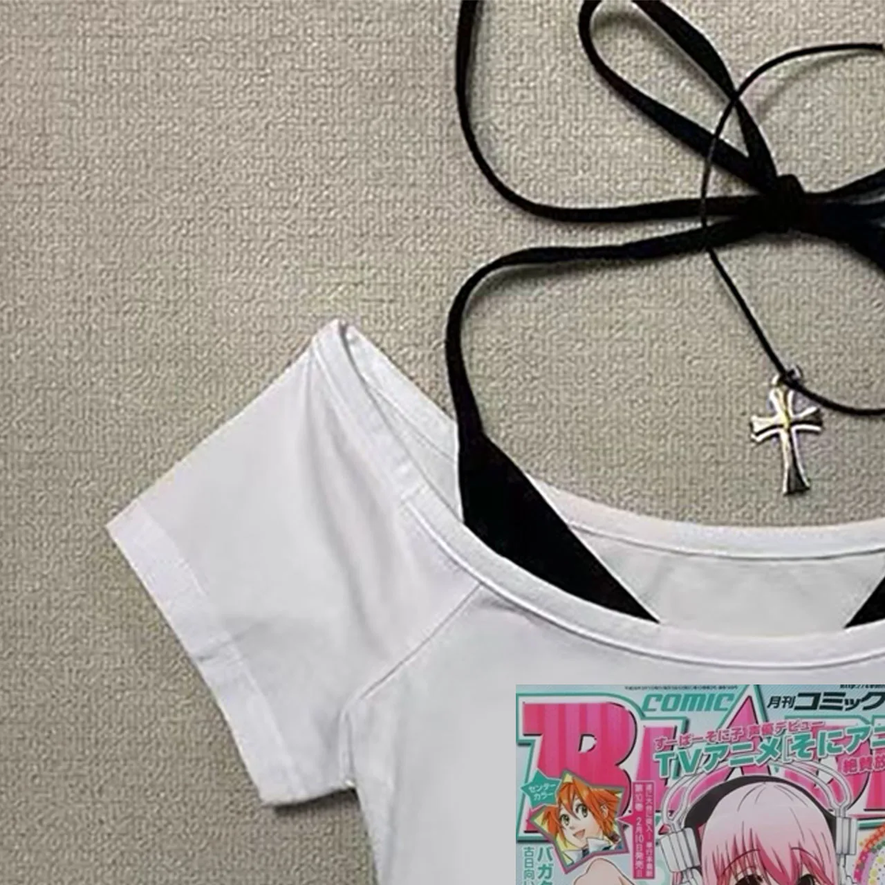 Women Super Sonico Anime PrintY2K Harajuku Streetwear Slim Fit Short Sleeve Tops Aesthetic Manga Graphic Tees