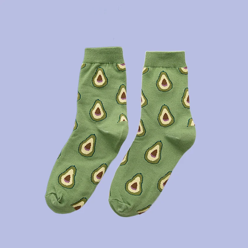 6/12 Pairs Japanese Sweet and Cute Fruit Middle-tube Socks Strawberry Peach Avocado College Style 2024 New Socks Women's Socks