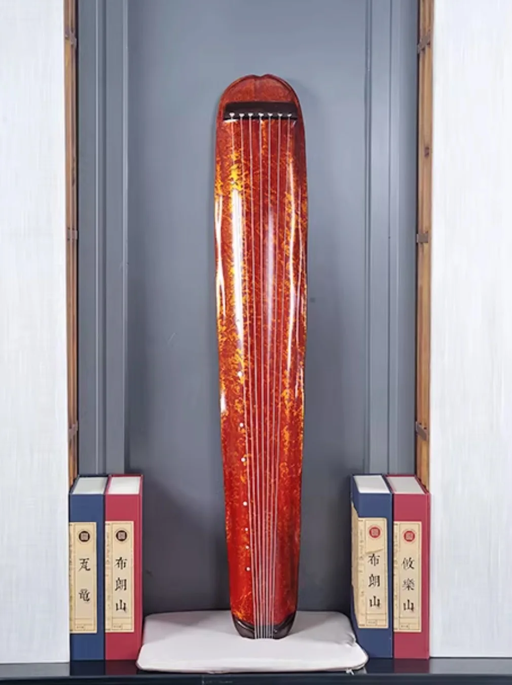 Guqin Banana leaf style zither Lacquer Antlers Cream old fir handmade Chinese string instruments