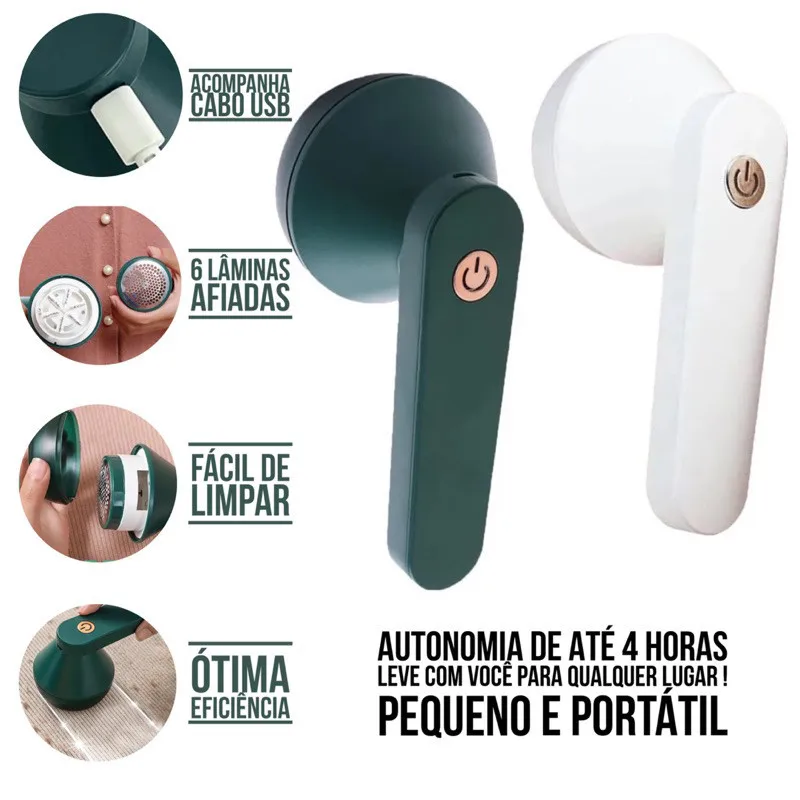 Removedor de Bolinhas Elétrico Recarregável, Cortador de Pelos para Roupas e Sofás, Portátil