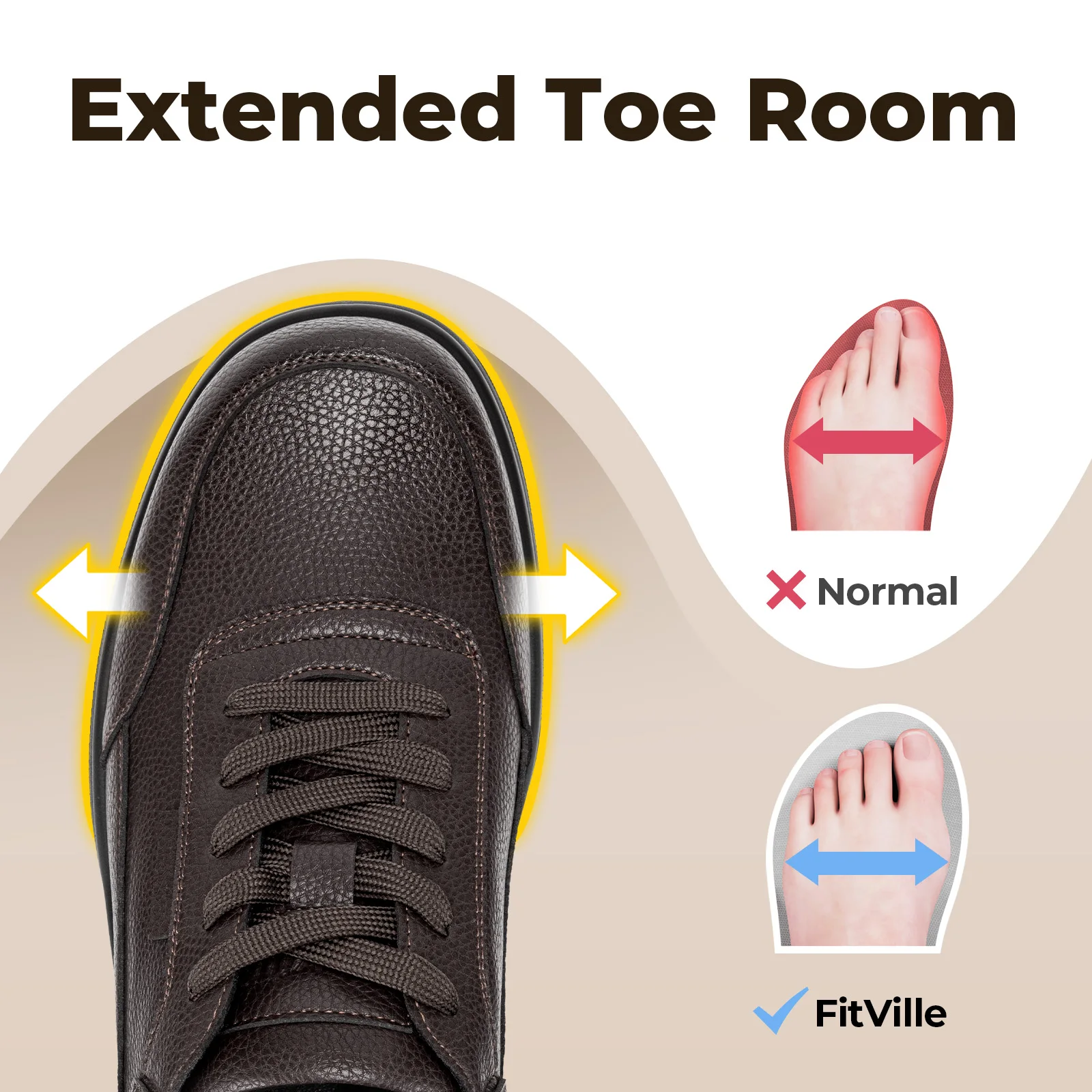 FitVille Men's Dress Shoes Wide Toe Casual Oxford Shoes for Men Walking Business Sneakers Arch Support Comfortable Lightweight