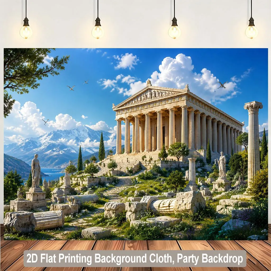 Ancient Greek Roman Temple Ruins Wall Tapestry Home Decor Classical Architecture Backdrop Canvas Print Mythology Scene Poster