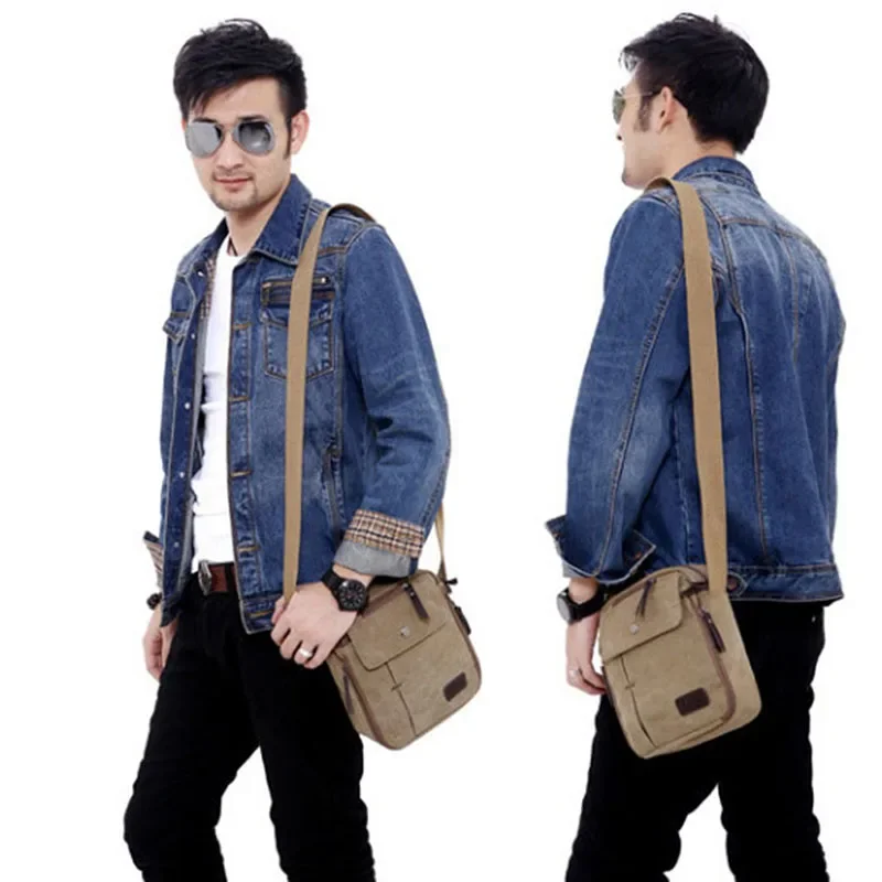 High Quality Men Canvas Bag Casual Men\'s Crossbody Bag Luxury Men Messenger Bags Shoulder Bags For Travel 19*9*21CM