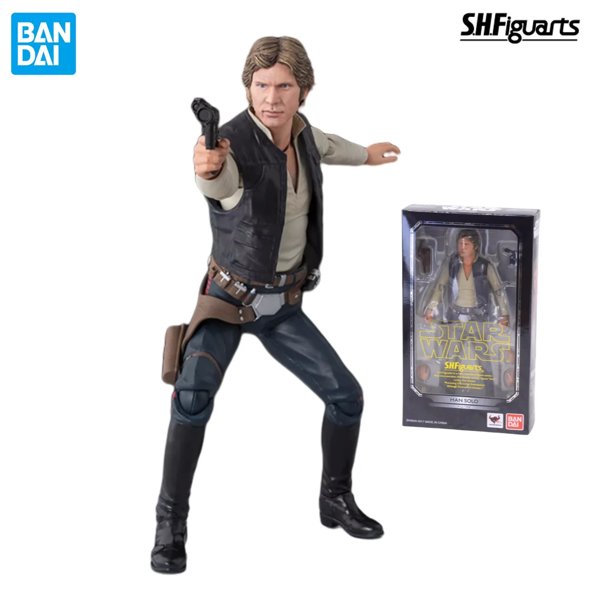 

In Stock BANDAI S.H.Figuarts Original Star Wars A New Hope Han Solo Action Figures Anime Figure Toy Gift for Kid