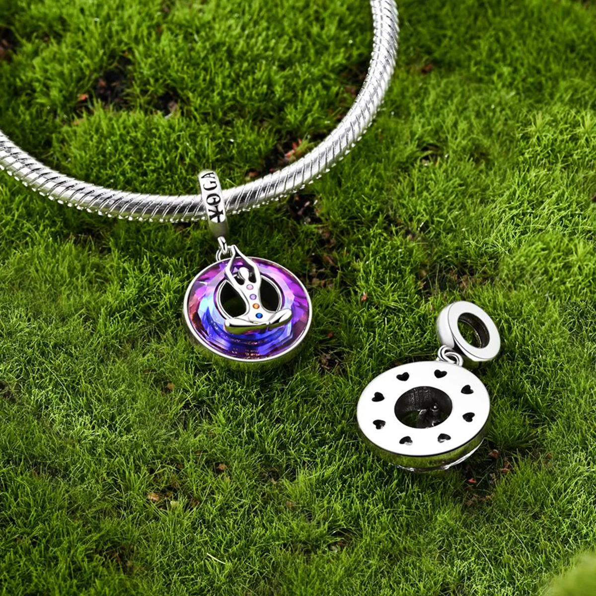 

925 Sterling Silver Originales Yoga Light Wheel Fitness for Women Pendant Fit Bracelet Diy Female Jewelry Gift