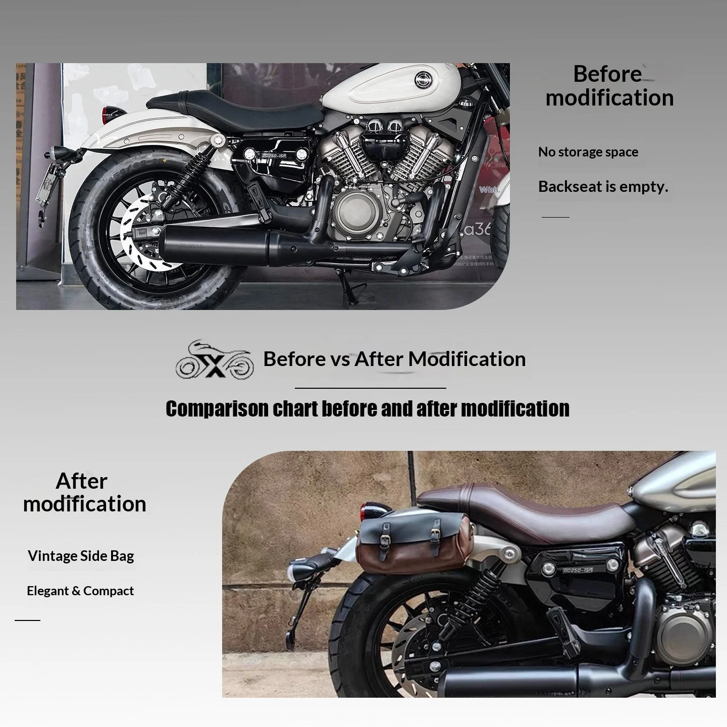 【Premium】For Suitable for motorcycle retro leather edge bag leather barrel bag waterproof and durable motorcycle modification ac