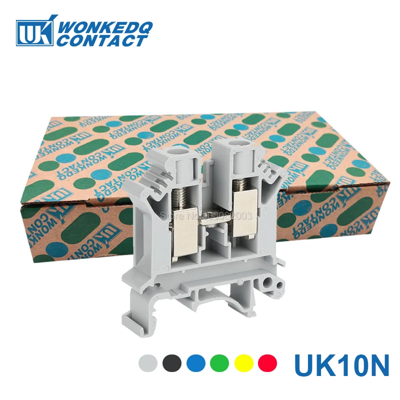 UK10N UK 10 Feed-through Screw Terminal Block 10mmยฒ Connector Mount NS35 Din Rail Electric Universal Strip Connector