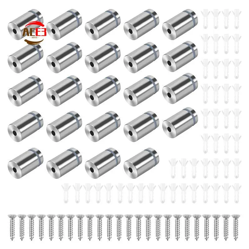 AEE3-24Pcs 3/4 X 1 Inch Sign Holders Standoff Screws Wall Standoff Holders Screws Mount Hardware Advertising Glass Acrylic Stand