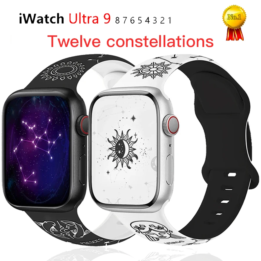 Constellation Silicone Band for Apple Watch Ultra 2 49mm Series 7 8 9 41mm 45mm Soft Sports Strap Iwatch 6 5 4 Se 40mm 44mm 42mm