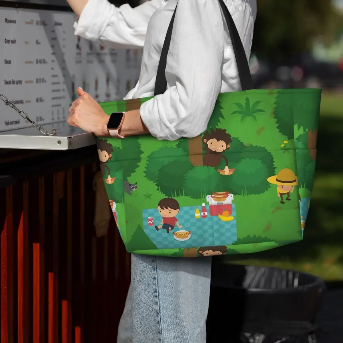 sneaky-sasquatch-picnic-beach-tote-bag-sport-gym-yoga-duffle-bolsa-grande-para-mulheres-bolsa-de-viagem-bolsa-de-fitness