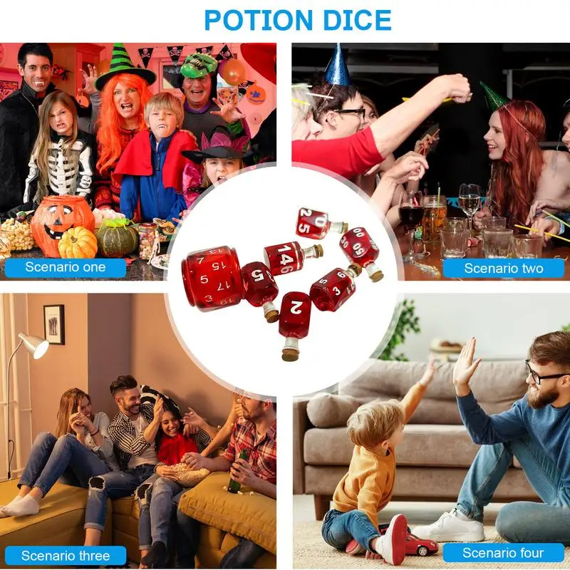 Role Playing Dice 7pcs Potion Bottle Polyhedral Games Dice Set Resin Handcrafted Colorful Dice Set For Tabletop Games Supplies