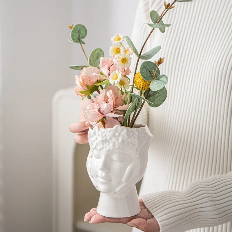 Imagem -04 - Nordic Abstract Human Face Cerâmica Vaso Tabletop Flower Arrangement Container Decoração para Casa Acessórios Sala e Quarto