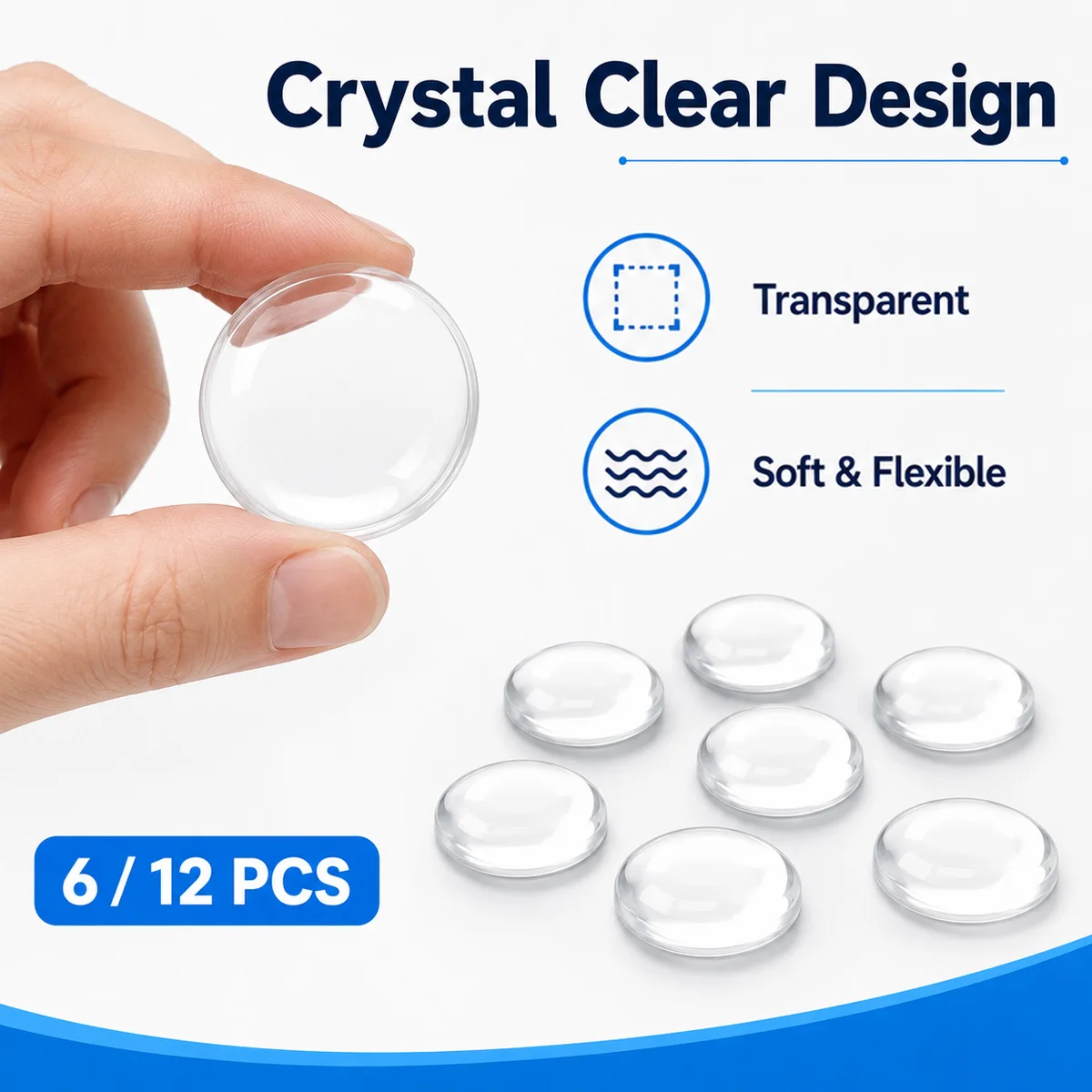 6/12pcs Transparent Shock-Absorbing Pad Silicone Door Stopper Handle Bumper Self-Adhesive Silent Shock-Absorbing Protection Door