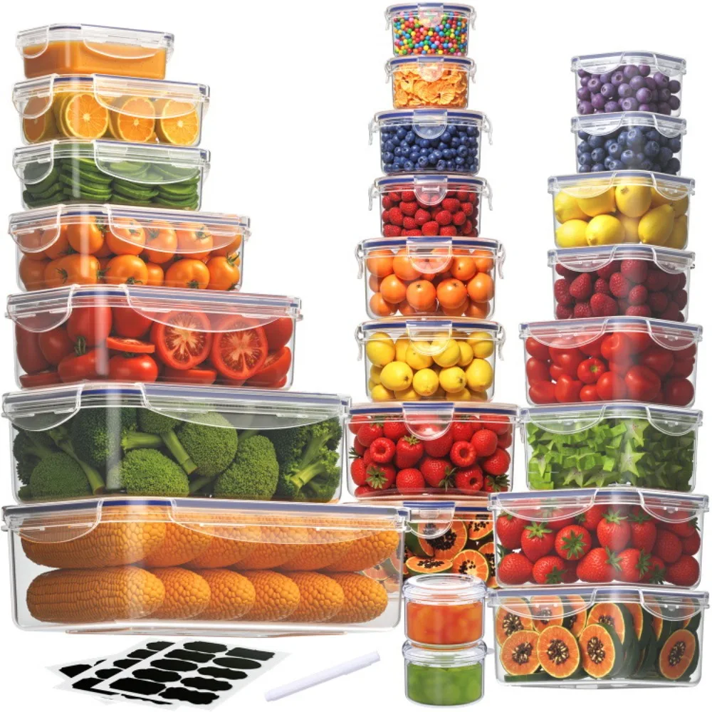 

Food Storage Containers with Lids Airtight Leakproof Meal-Prep Containers for Kitchen Reusable Plastic Microwave/Dishwasher Safe