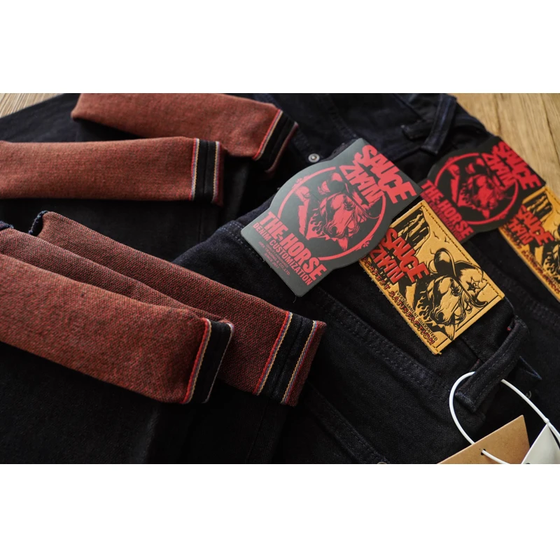 

Red awl T660XX Double Dye Red Ear Denim Straight Vintage Ameika Jeans Men's mid Waist Cotton Polyester Blend Casual Jeans