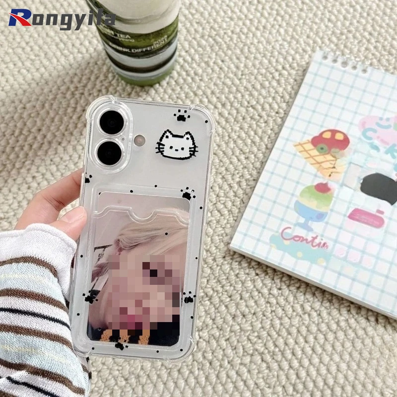 For Samsung Galaxy A07 A17 A05S A24 A04E M04 M13 A54 A34 A14 A13 M53 M33 Phone Case Cute Paw Transparent Wallet Soft Cover