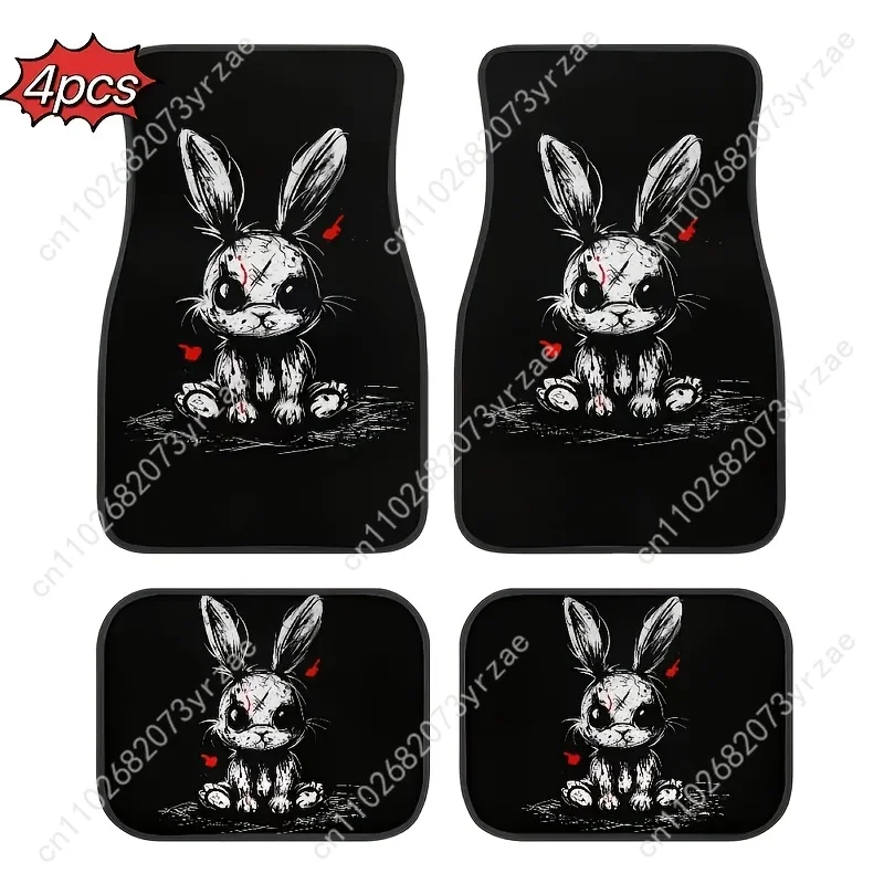 

Gothic Style Rabbit 4pcs Universal Car Floor Mats All-Season Fashionable Auto Interio Absorbent Non-Slip Washable Car Floor Mats