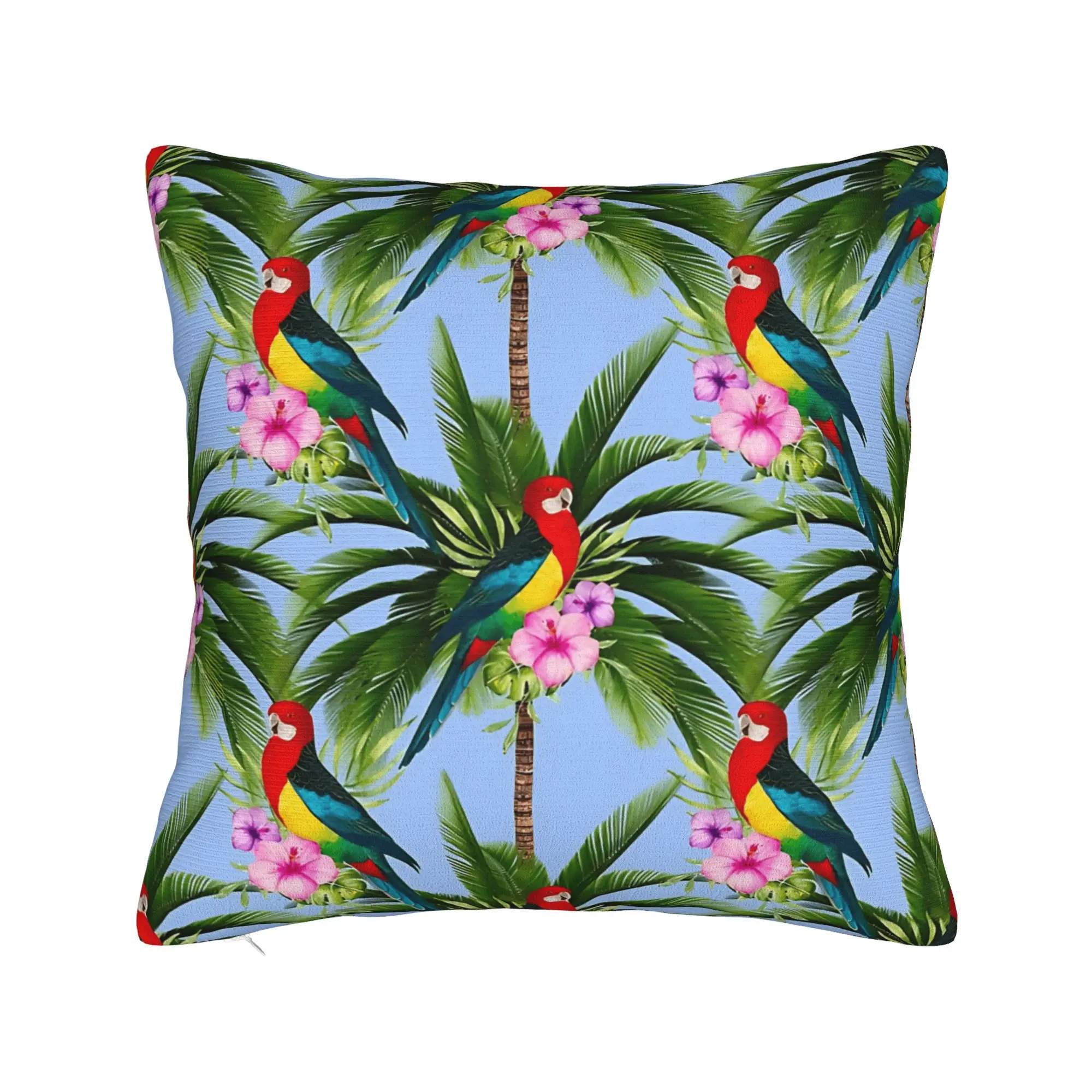 Tropical Parrot Palm Pillow Case  Square Pillow Cover For Living Room Chair Morden Pillowcases