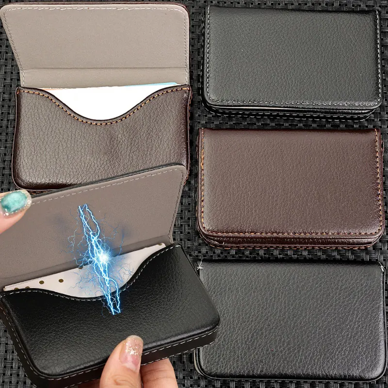 حامل بطاقات عالي الجودة من جلد البولي يوريثان مخيط الحجم لزيارة بطاقات العمل مع غلق مغناطيسي للرجال والنساء #2