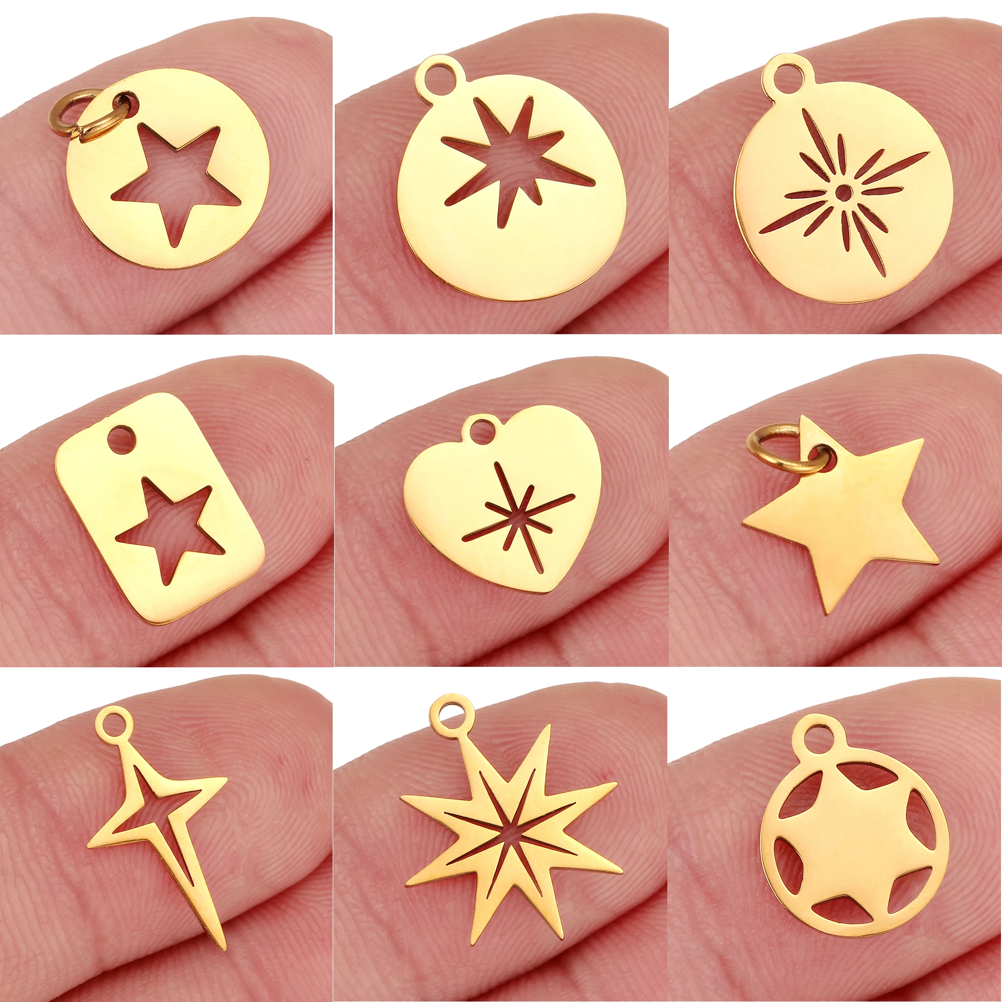 5Pcs/Lot Exquisite Star/Pentagrams/North Star Charms Stainless Steel Handmade Craft Pendant DIY Bracelet Necklace Jewelry Making