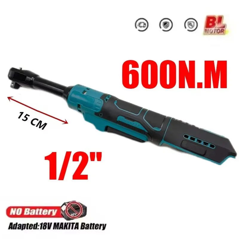 Pour Makita 18V batterie clé à cliquet électrique sans brosse 1/2 "tête étendue retrait vis écrou 600N.m pilote sans fil outils électriques