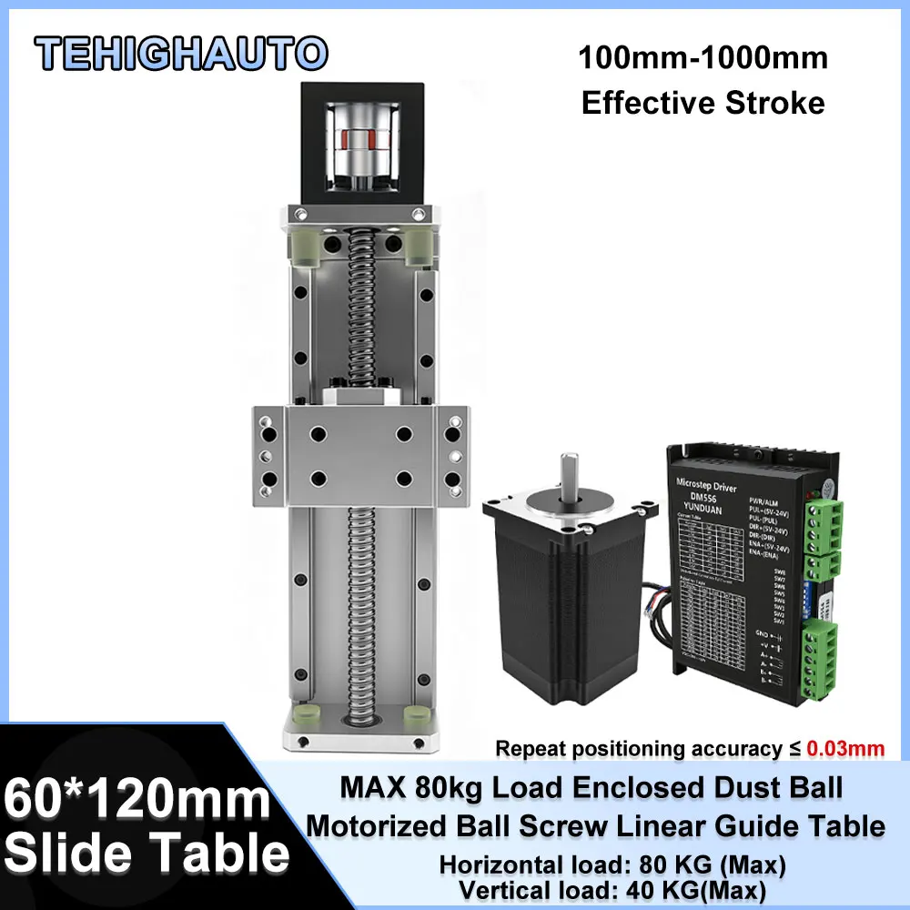 90mm Wide Slide Table Module 15mm Guide Linear Module HGH15CA 80KG Load 0.03mm Accuracy Nema23 57mm Stepper 60 Servo Motor Kit