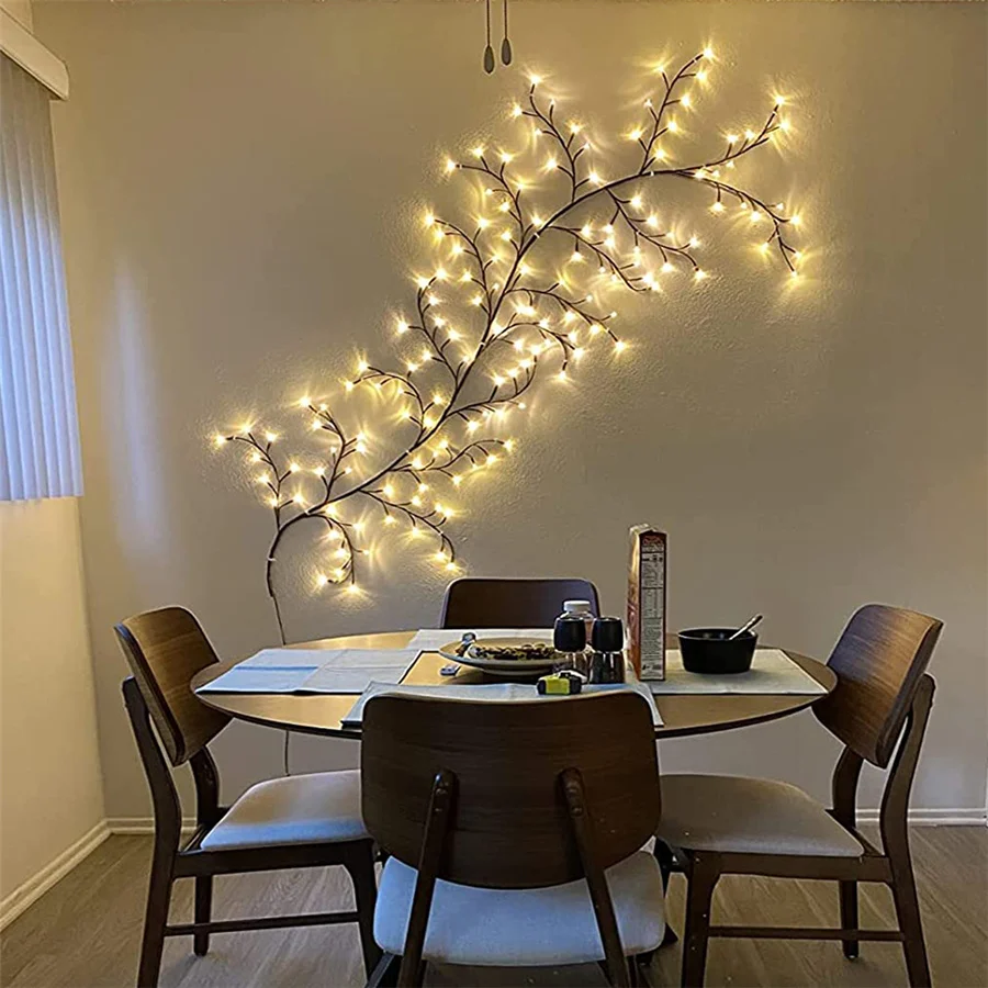 EU Plug 144LED Willow Vine String Lights Waterproof Garland Fairy Lights for Home Christmas Party Wedding New Year Decoration