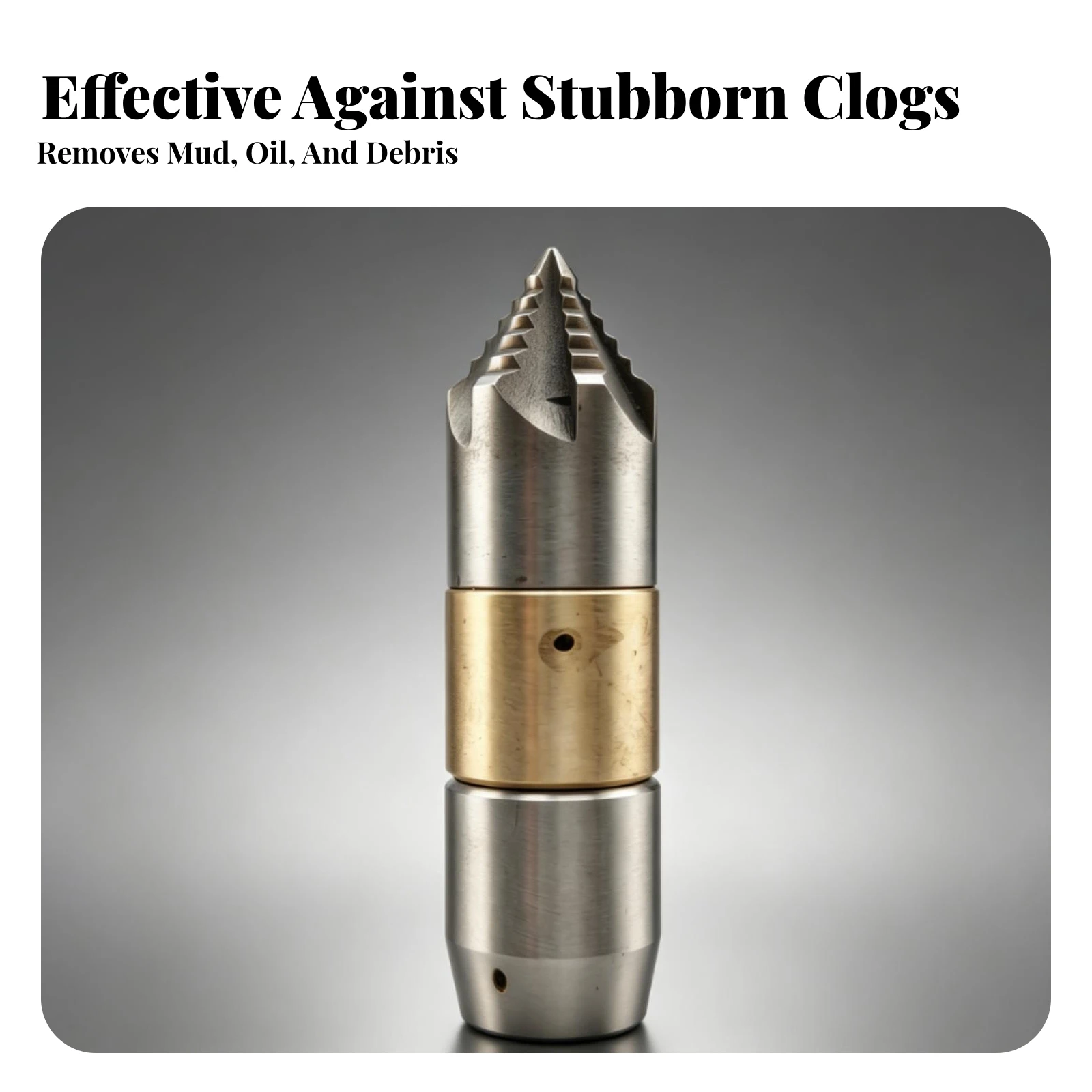Wear Resistant Rotating Spray Nozzle Plumbing Tool Rotating Nozzles Silver and Brass Colored Serrated Tip Drain Cleaning Nozzle view 2