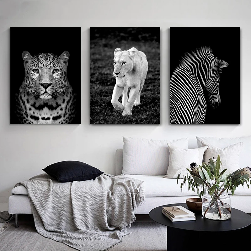 

3pcs/Set Animal Leopard Zebra Canvas Poster Art Wall Decoration Painting Modern Nordic Living Room Room Home Decoration, Murals