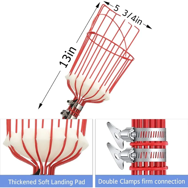 Drążek do zbierania owoców ze stali nierdzewnej, regulowany do 2,4 m - narzędzie do zbierania owoców z koszykiem na jagody, cytryny, brzoskwinie, borówki