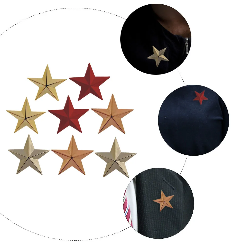 

8Pcs Metal Brooches Star Pattern Breastpins Elegant Classic Stylish Badges Independence Day Decorative Pins
