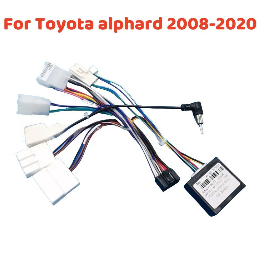 2 Din 16Pin Car Stereo Wire Harness Adapter Decoder Power Cable With Canbus Box For Toyota Alphard 2008-2020  Android GPS Video