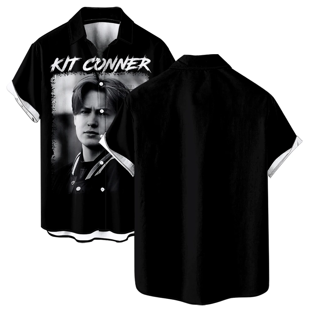 Kit Connor Summer Short Sleeve Shirts V-Neck Turn-down Collar Casual Beach Style Button Shirt