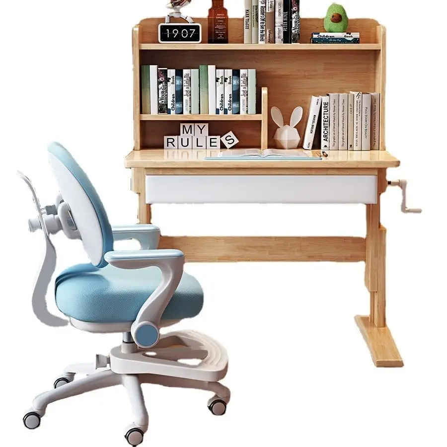 *Solid Wood Student Desk Chair Set Modern Ergonomic Design Safe Eco-Friendly Study Furniture Boys Girls Home Assembled Assembly