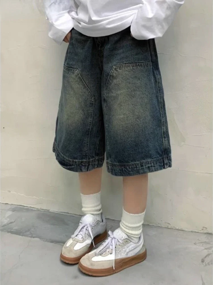 

2000S Aesthetic Vintage Jean Shorts Women 2024 Bottoms Streetwear Fashion Casual Y2k Wide Leg Pants Pantalones Cortos De Mujer