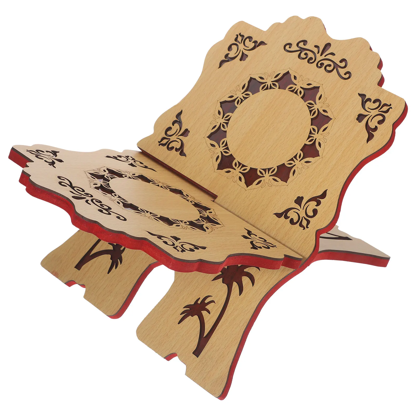 

Wooden Reading Stand Desk Book Rack Holder Multifunctional Quran Bible Shelf Student Believer Elegant Pattern Detachable