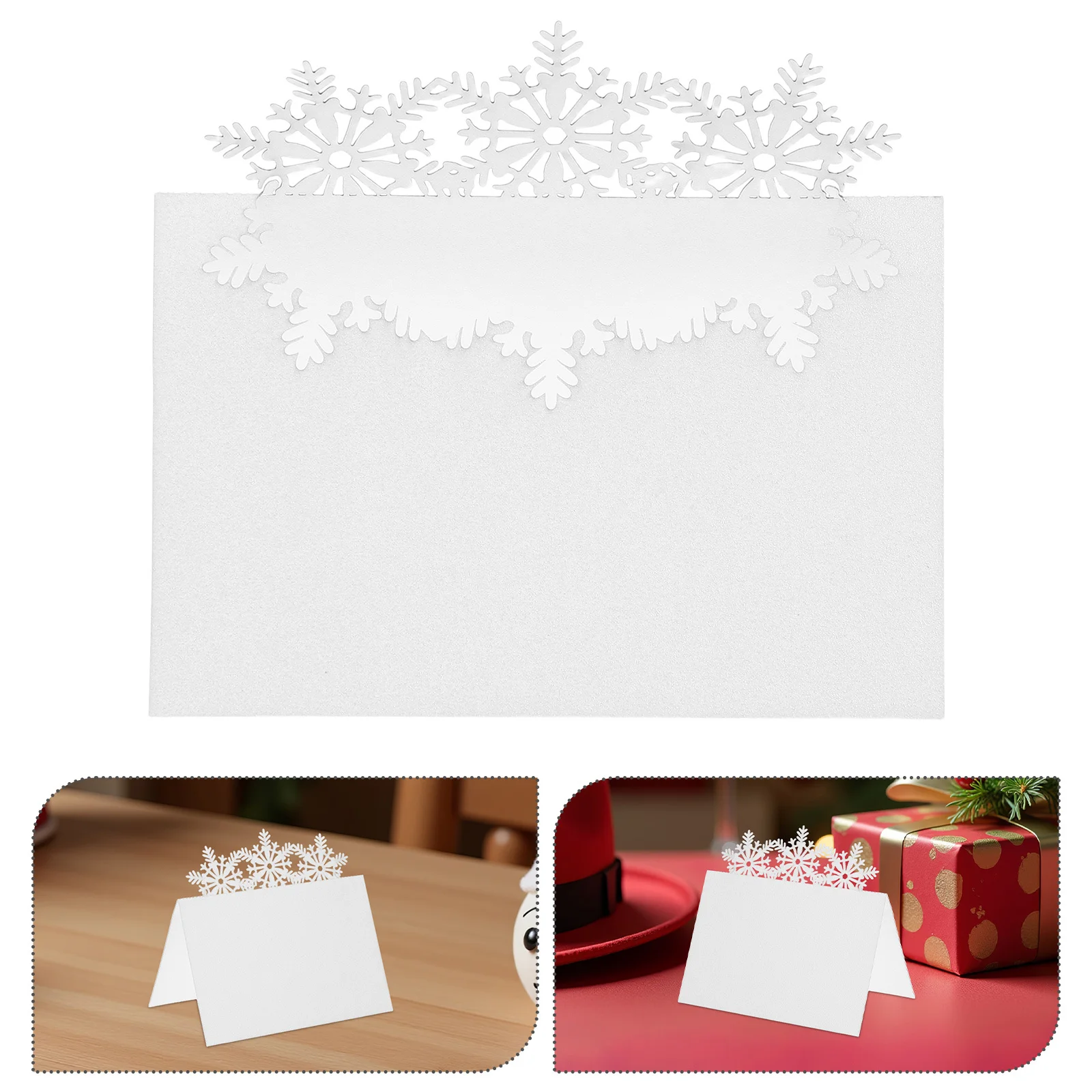 

50Pcs Holiday Place Cards Christmas Table Name Cards Snowflake Design for Party Wedding Dinner Guest Table Setting Decor