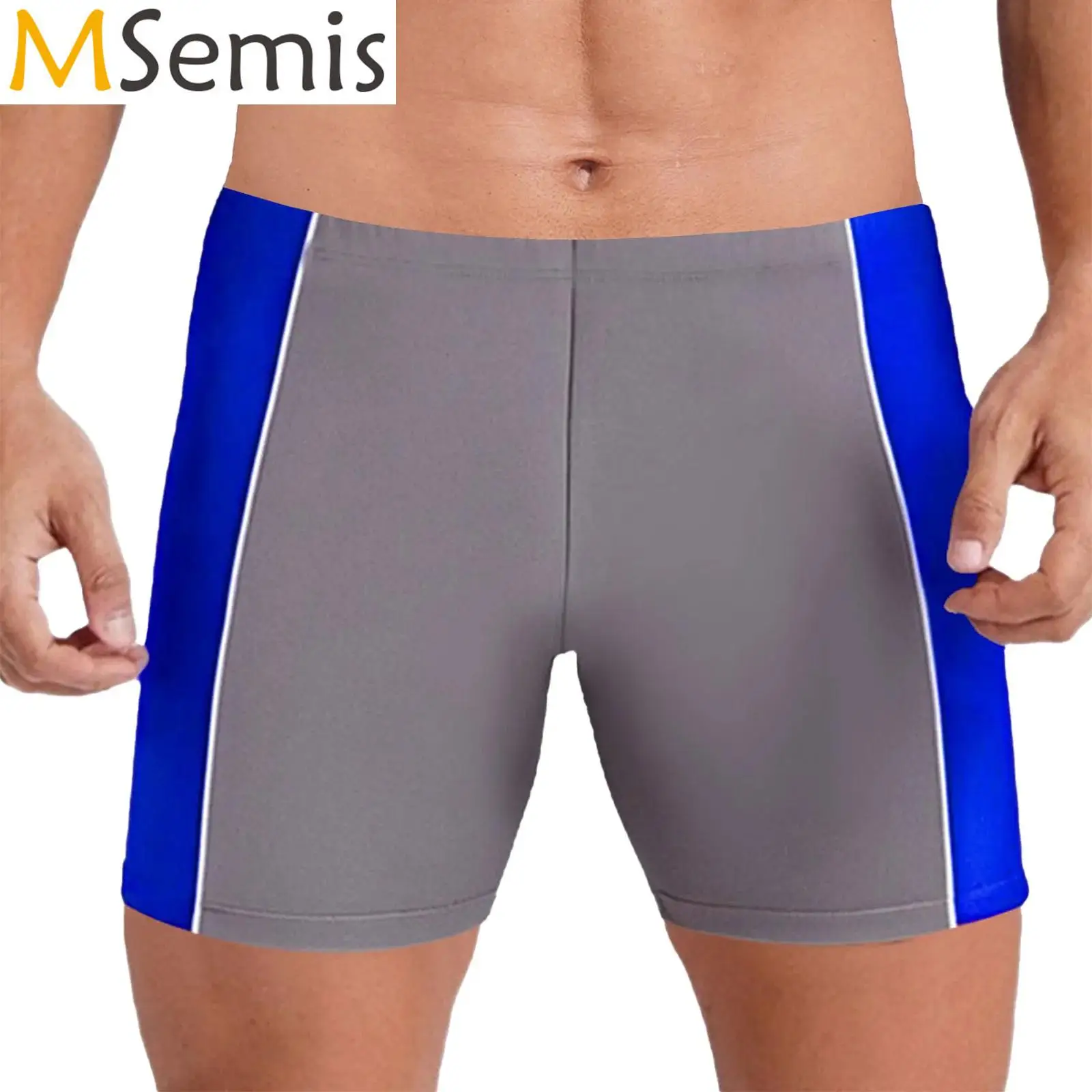 

Swimwear Mens Swimsuit Elastic Waistband Patchwork Swim Shorts Running Workout Exercise Cycling Swimming Trunk Bathing Suit