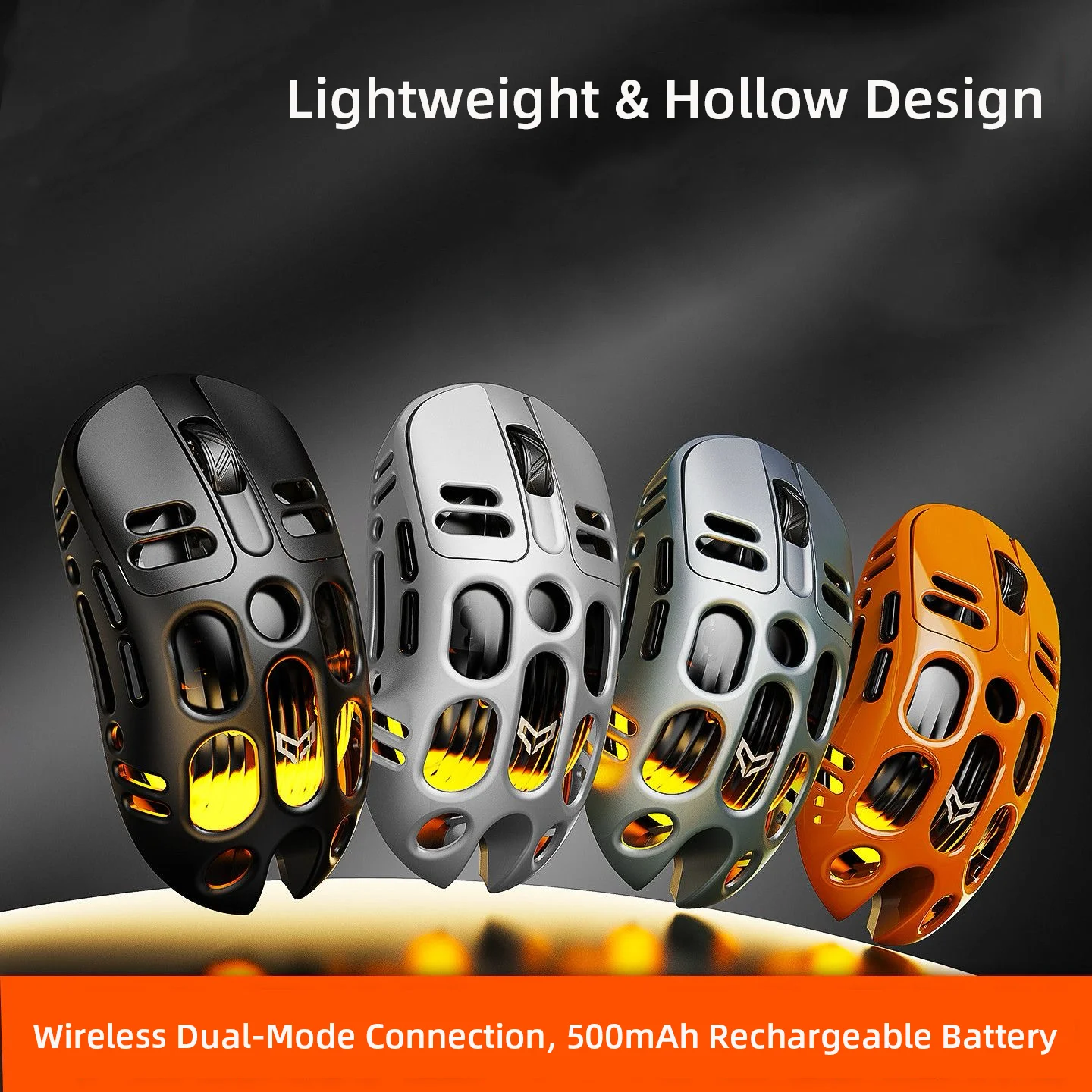 Rechargeable Wireless 2.4G Bluetooth Dual-mode Mouse Light Weight Cool RGB Lights 3 Levels DPI Office Use Mice Hollow Design