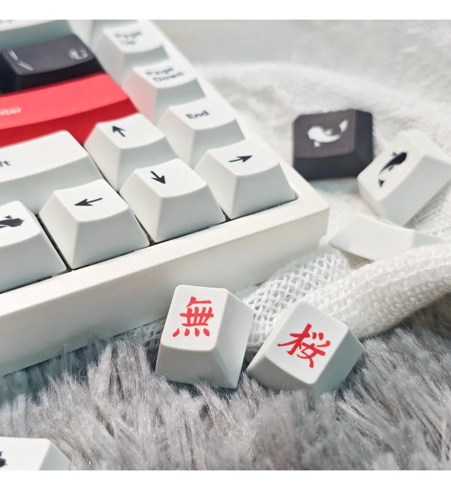 Ink painting sumi-e keycap classic replica PBT hot sublimation black red and white color scheme simple style
