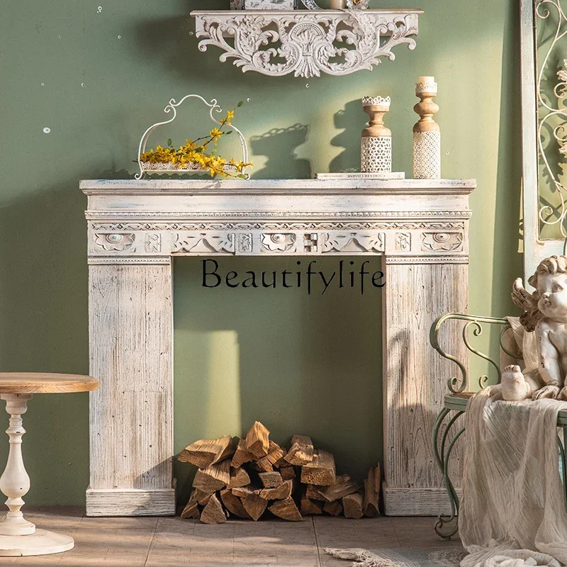 Q S Living Room Props Vintage Villa Shelf Curio Cabinet Hallway Fireplace Mantel Fake Carved