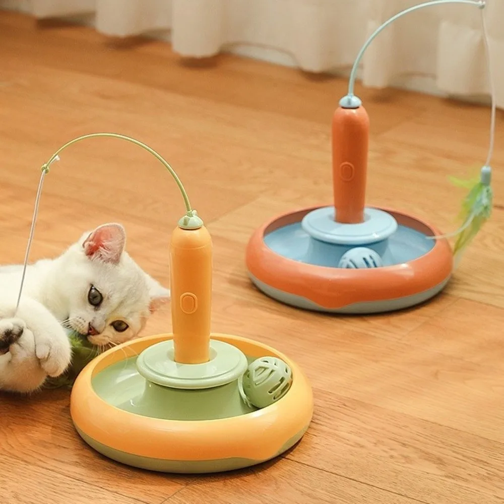 

Multifunctional Electric Cat Sturdy Design Self Rotating Cat Feather Teaser Reusable Self Rotating Teaser Kitten Playing