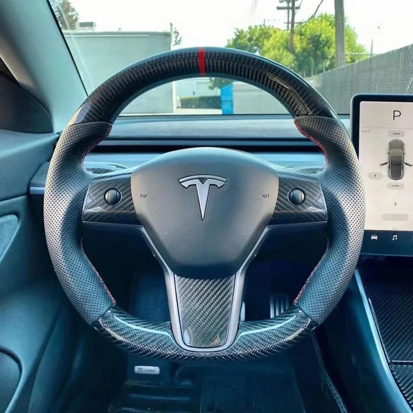 Custom Carbon Fiber interior Steering Wheel For  Model 3