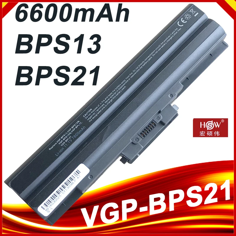 

6600mAh New BPS13 Laptop Battery for SONY VGP-BPS13/S BPS13A/B VGP-BPS13A/Q VGP-BPL13 BPS21 TX57CN