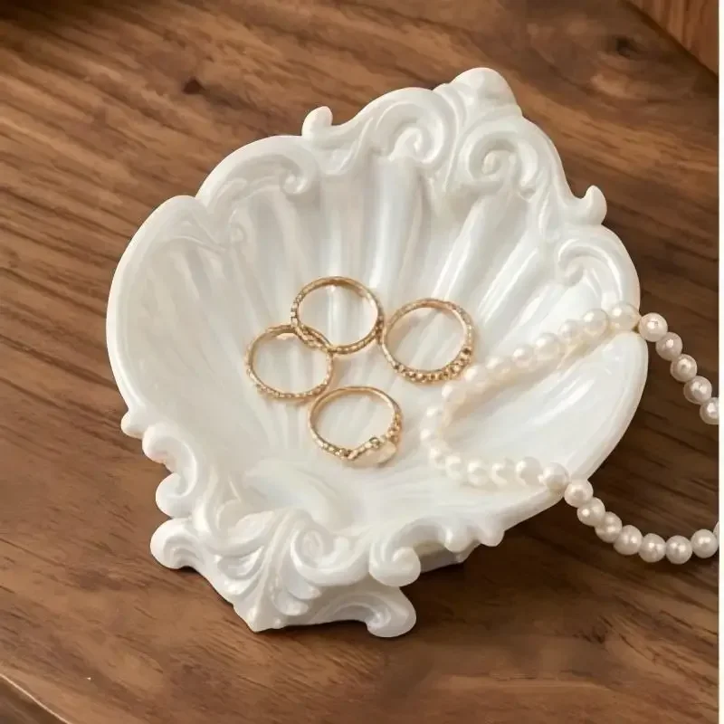 3D Printed Baroque Seashell Jewelry Tray Vintage Shell Ring Dish Key Storage Plate Coaster Bedroom Desk Aesthetic Room Decor