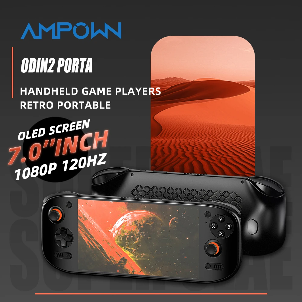 

AMPOWN AYN Odin 2-местные портативные игровые плееры 7-дюймовый OLED 8Gen2 8000 мАч Android 13 Портативная ретро-видеоигра на заказ Беспроводная связь