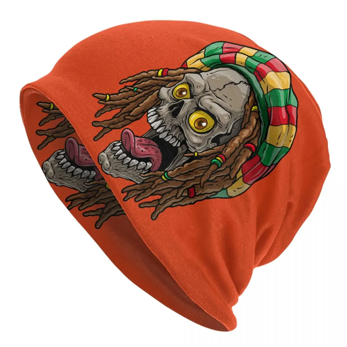 Fashion Jamaica Rasta Skull Skullies Beanies Caps Unisex Winter Knit Hat  Hip Hop Adult Jamaican Bonnet Hats Outdoor Ski Cap